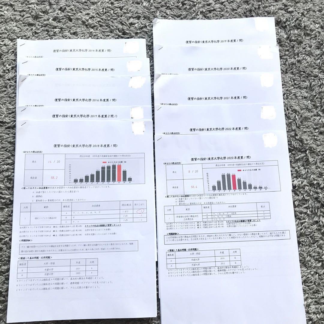 東大化学10年分　解答解説採点基準　復習の指針　2014ー2023 過去問演習