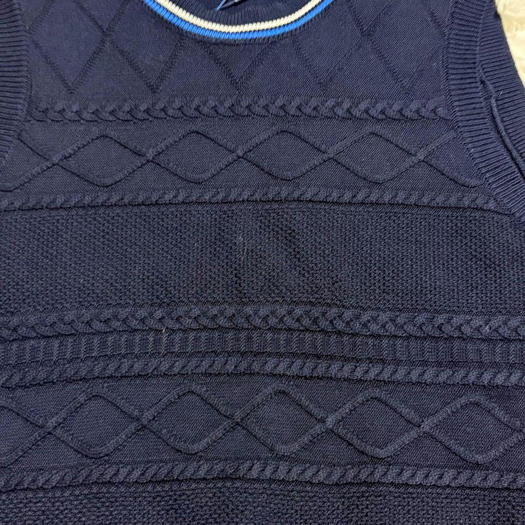 【新品タグ付】23区GOLF ケーブルニットベスト 異素材切替 ネイビー 1