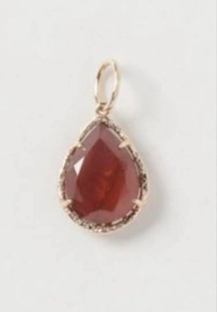 agete アガット 10K ガーネット&ラブラドライドのタブレットチャーム