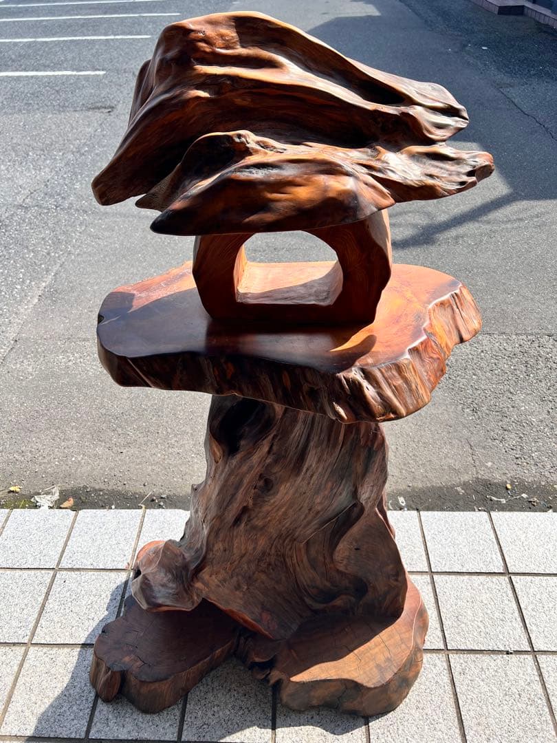 特大サイズ　アンティーク置き物　木製　花台　飾り台　インテリア