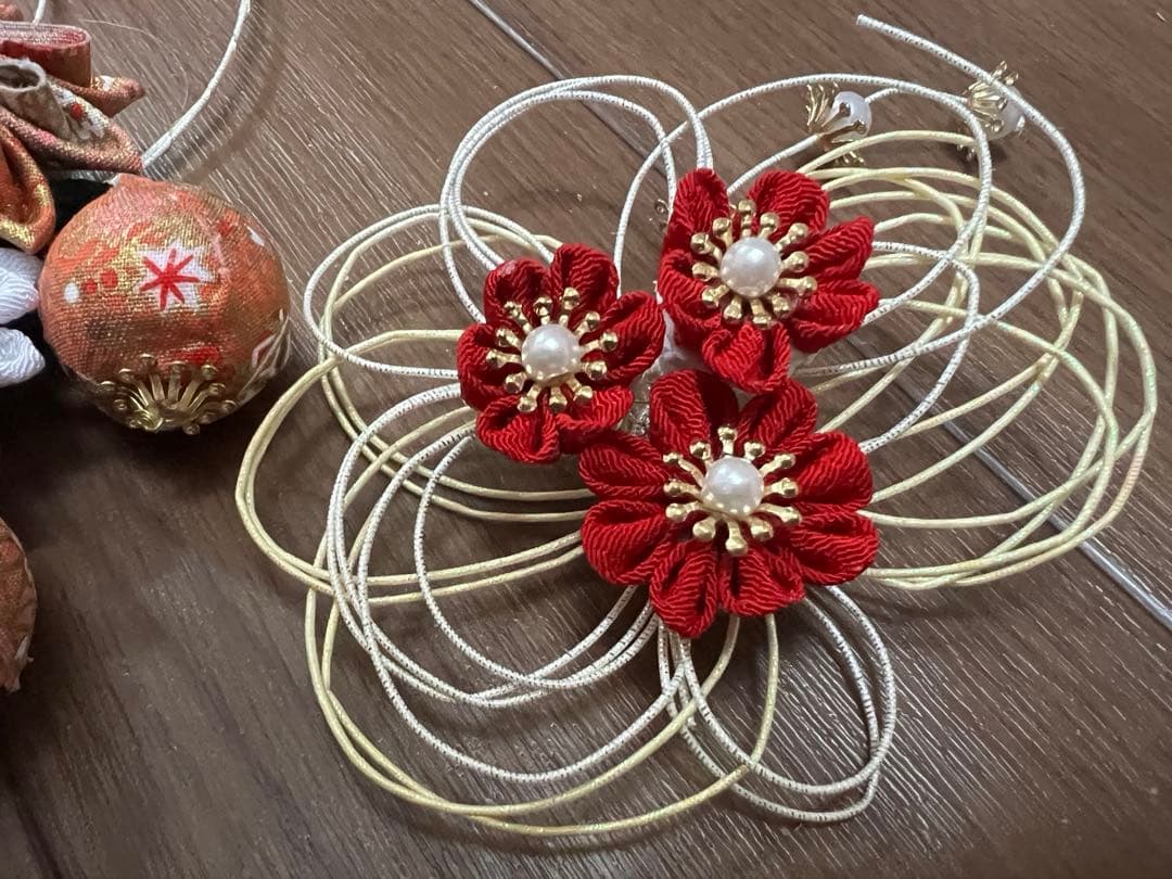 七五三　5歳〜7歳　オレンジ金色着物帯　帯幅14センチ