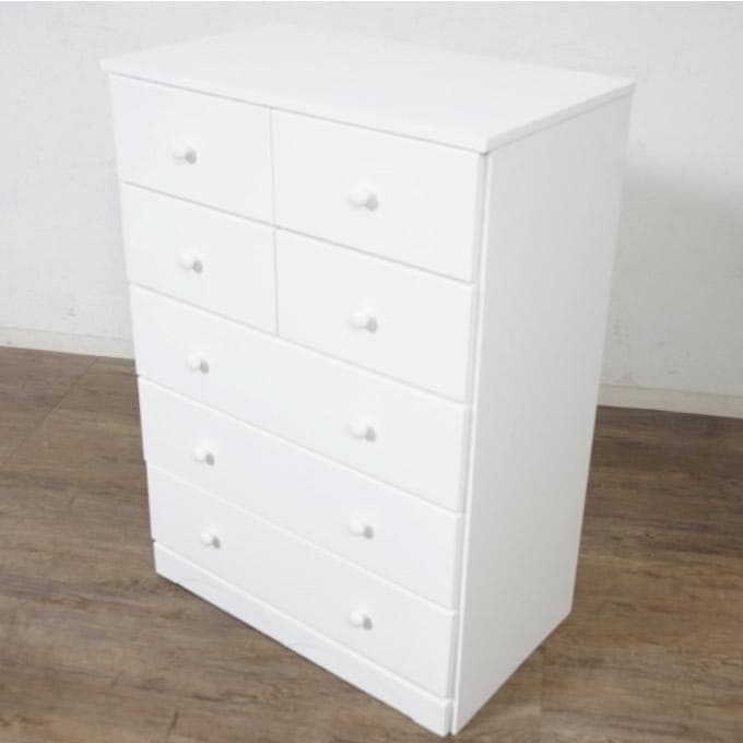 送料無料【訳あり新品】桐製 5段7杯/チェスト/タンス 白 幅60cm