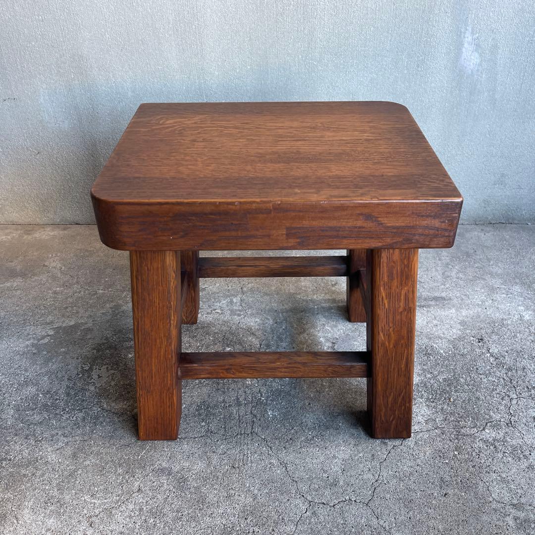 美品　イタリア　木製スツール　オーク材　子供椅子　花台　踏み台　ビンテージ