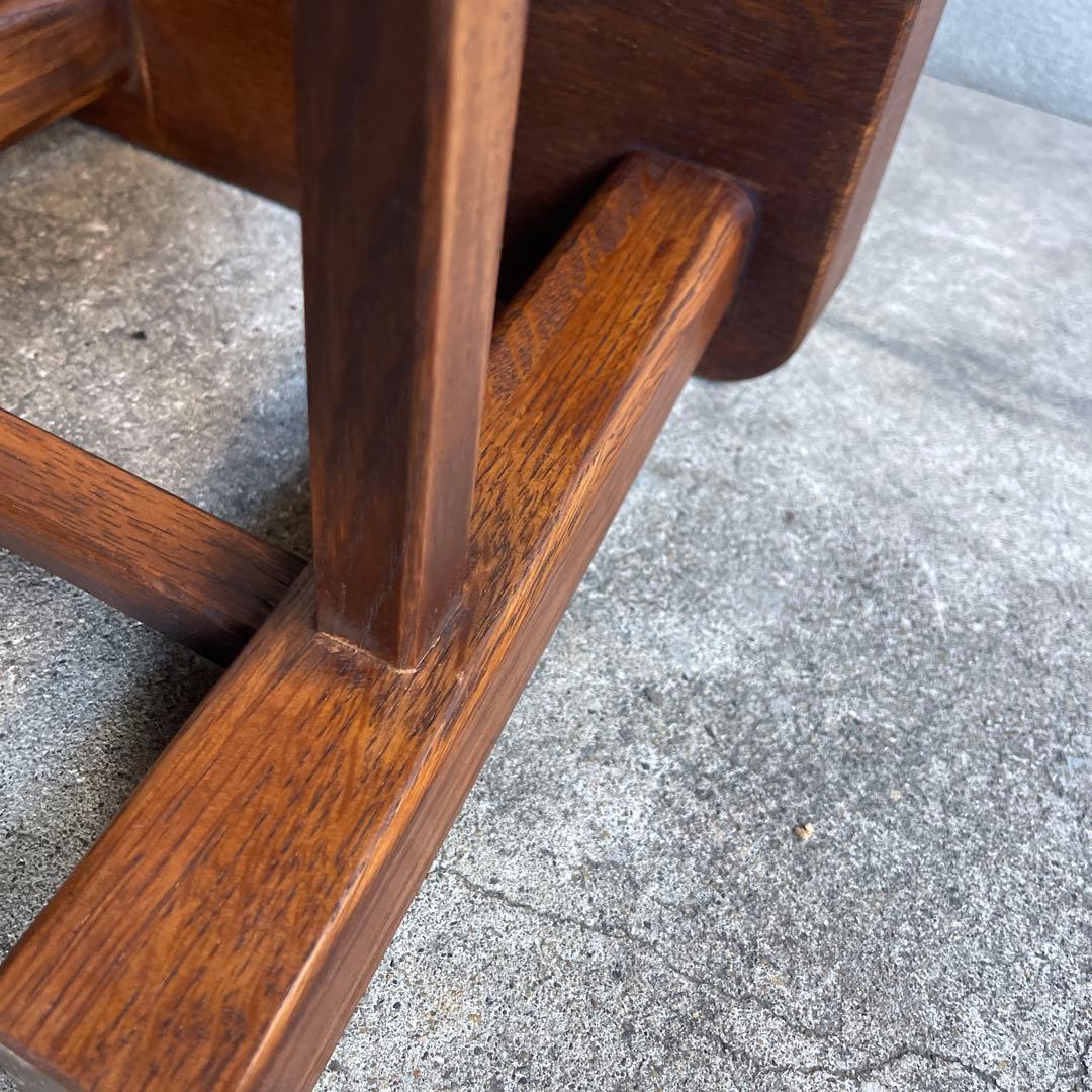 美品　イタリア　木製スツール　オーク材　子供椅子　花台　踏み台　ビンテージ