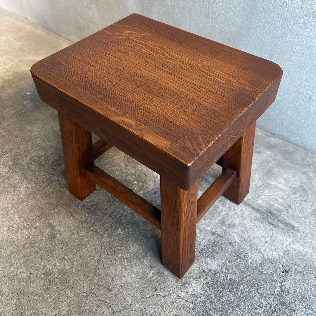 美品　イタリア　木製スツール　オーク材　子供椅子　花台　踏み台　ビンテージ