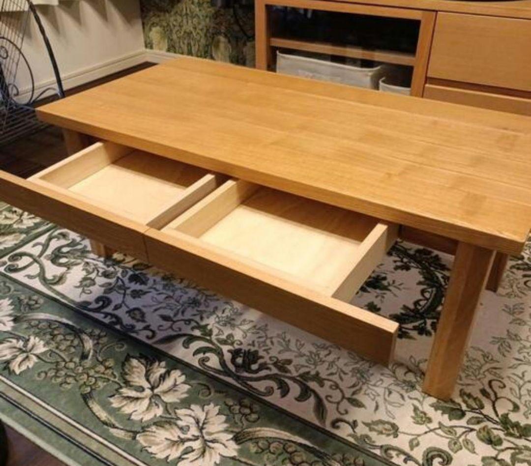 無印良品　木製ローテーブル２・タモ材／ナチュラル