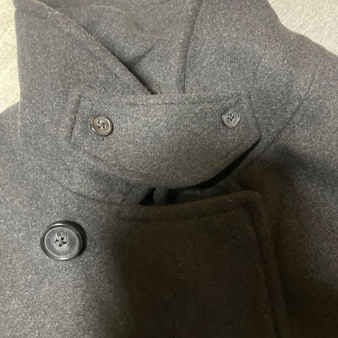 CLEL ウールブレンドテックメルトンダブルチェスターコート チャコールグレーM