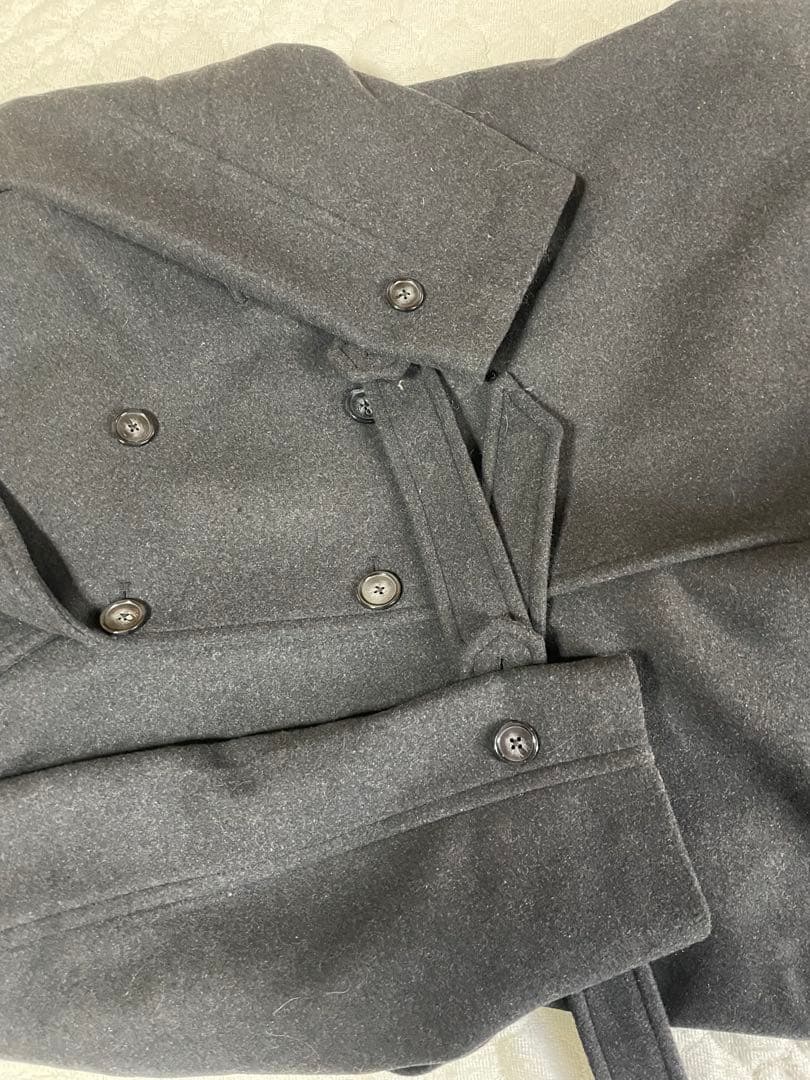 CLEL ウールブレンドテックメルトンダブルチェスターコート チャコールグレーM