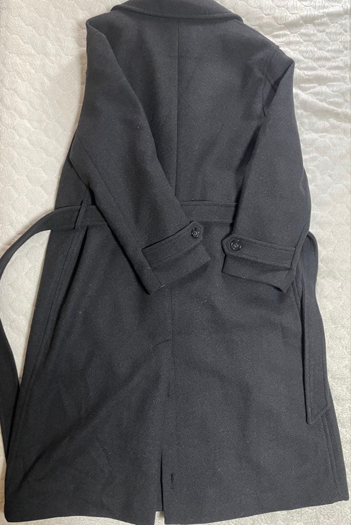 CLEL ウールブレンドテックメルトンダブルチェスターコート チャコールグレーM