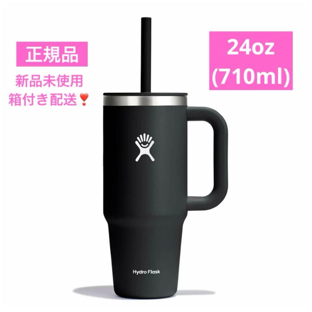 21オンス トラベルタンブラーフラスコ ストローマグ　水筒　ハイドロフラスク　黒