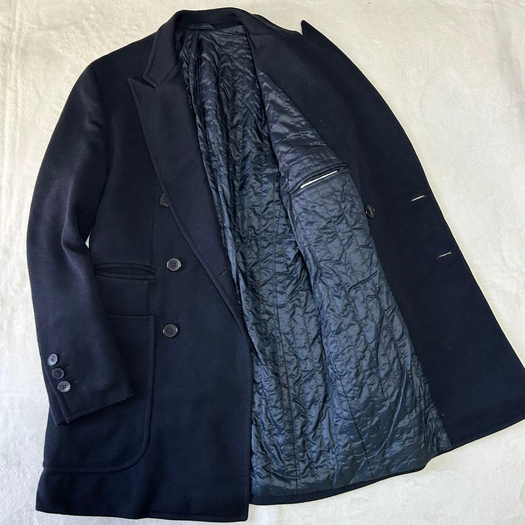 美品マージャーズ ミラノリブニット ウール ジャージーダブルチェスターコート48