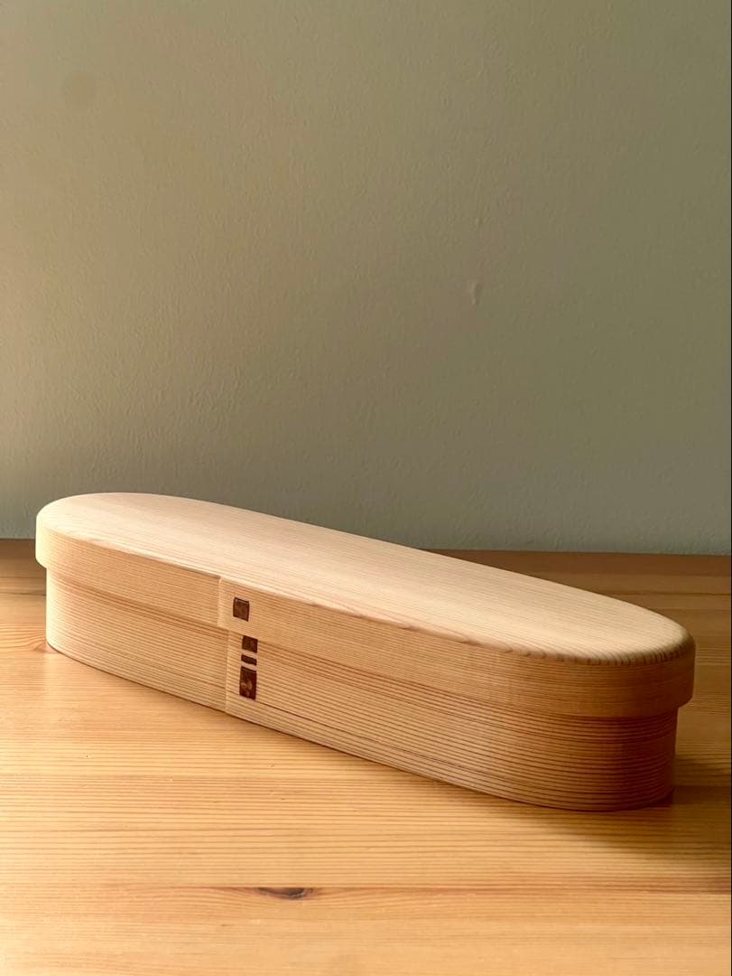 【新品未使用】柴田慶信商店　長手弁当箱　（大）大館　秋田杉 白木　曲げわっぱ　①