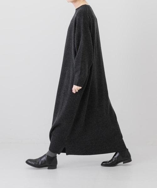 良品 かぐれ クルーネックニットワンピース ハミルトンウール ゆったり 0サイズ