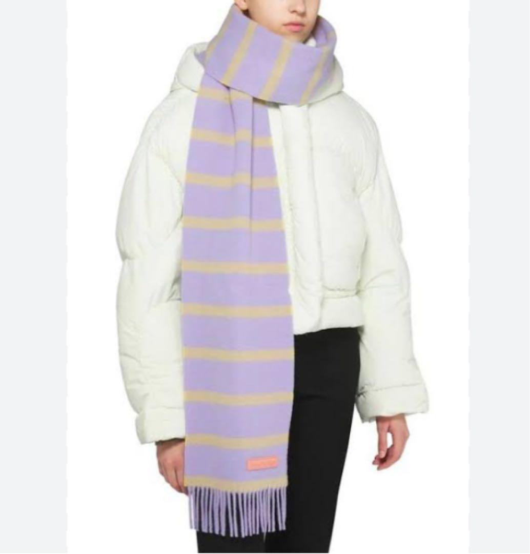 Acne Studios マフラー ウール パープル ボーダー
