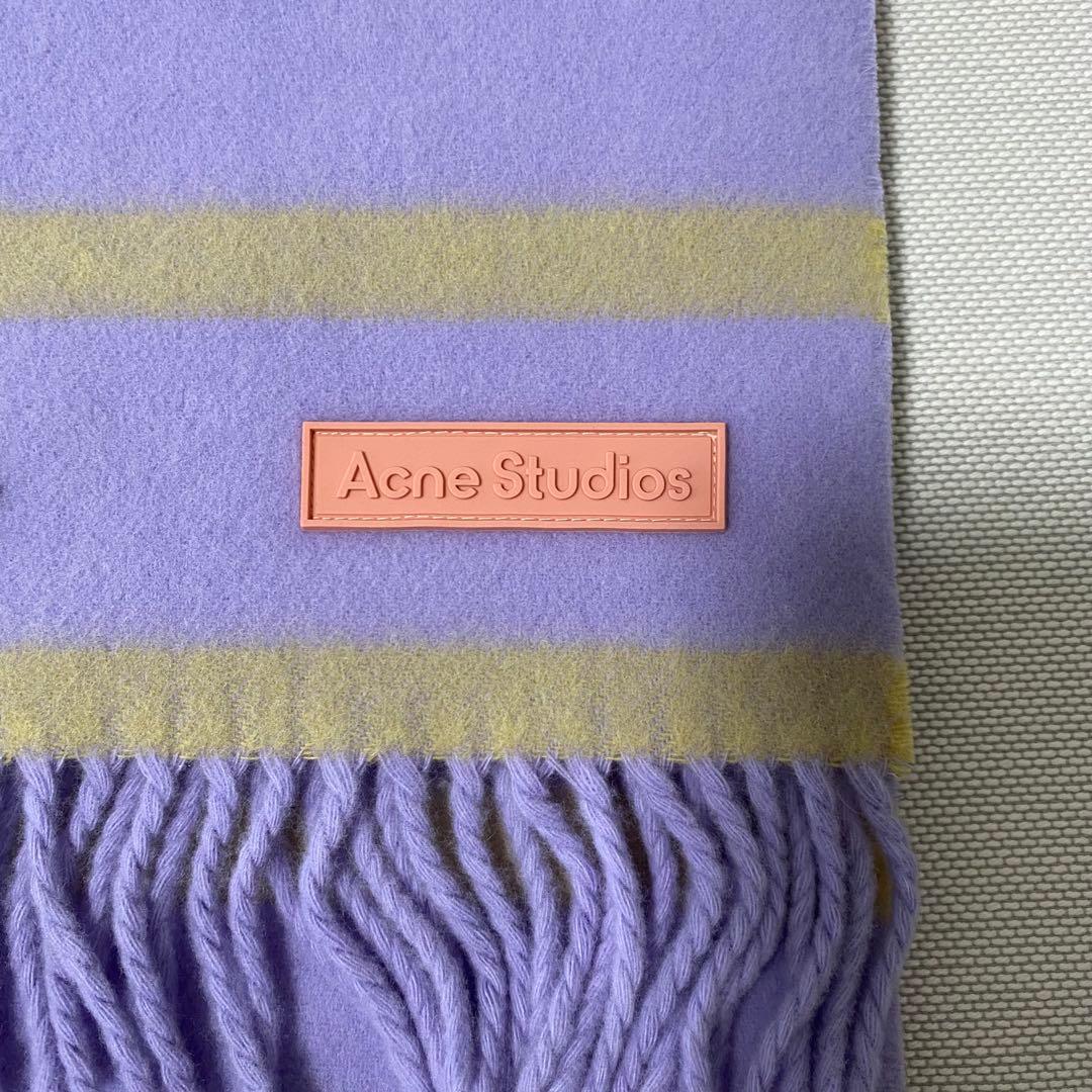 Acne Studios マフラー ウール パープル ボーダー
