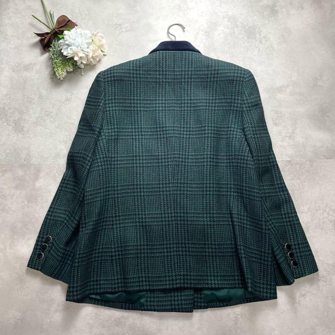 大きいサイズ✨バーバリー ダブルジャケット レディース 17号 チェック 緑 金