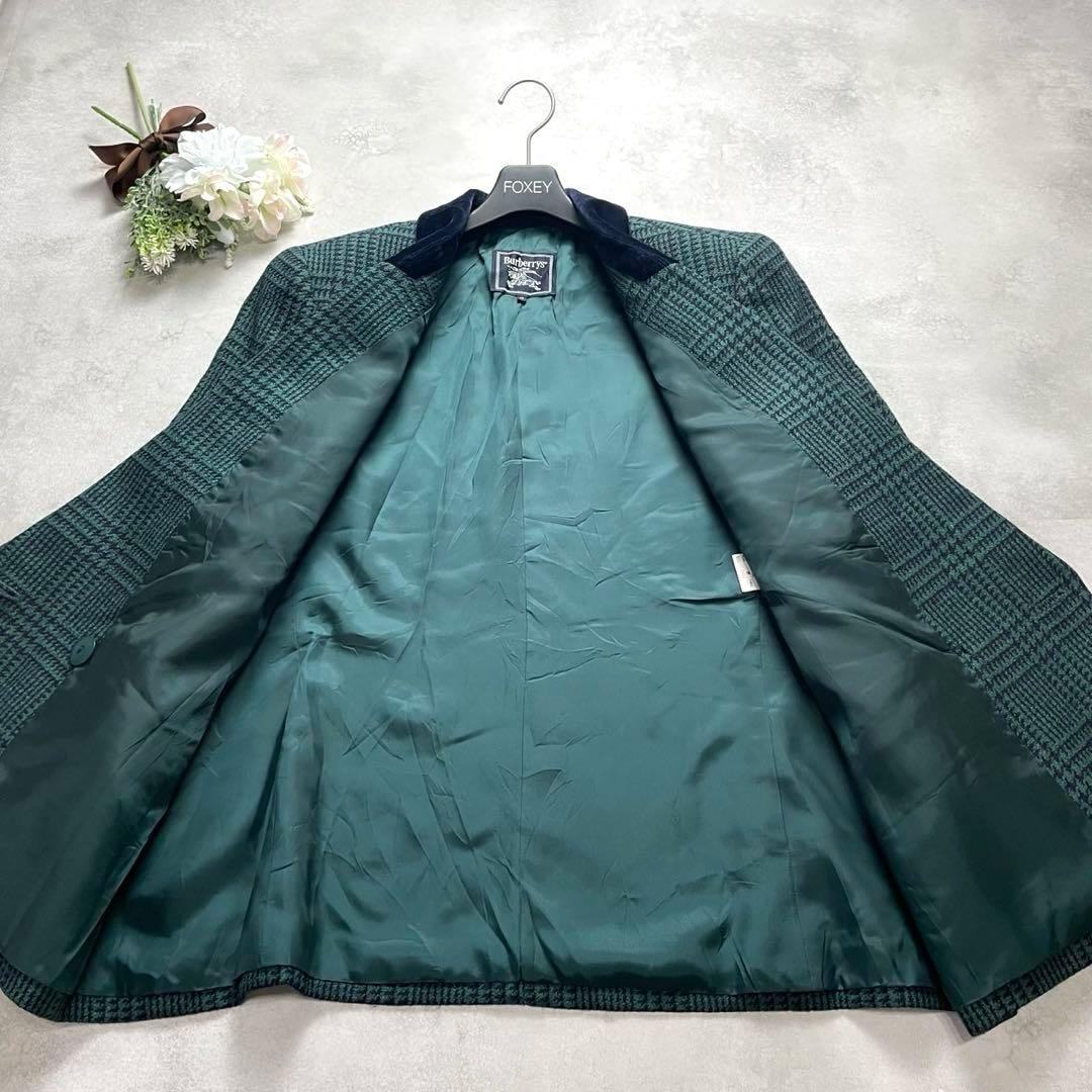 大きいサイズ✨バーバリー ダブルジャケット レディース 17号 チェック 緑 金