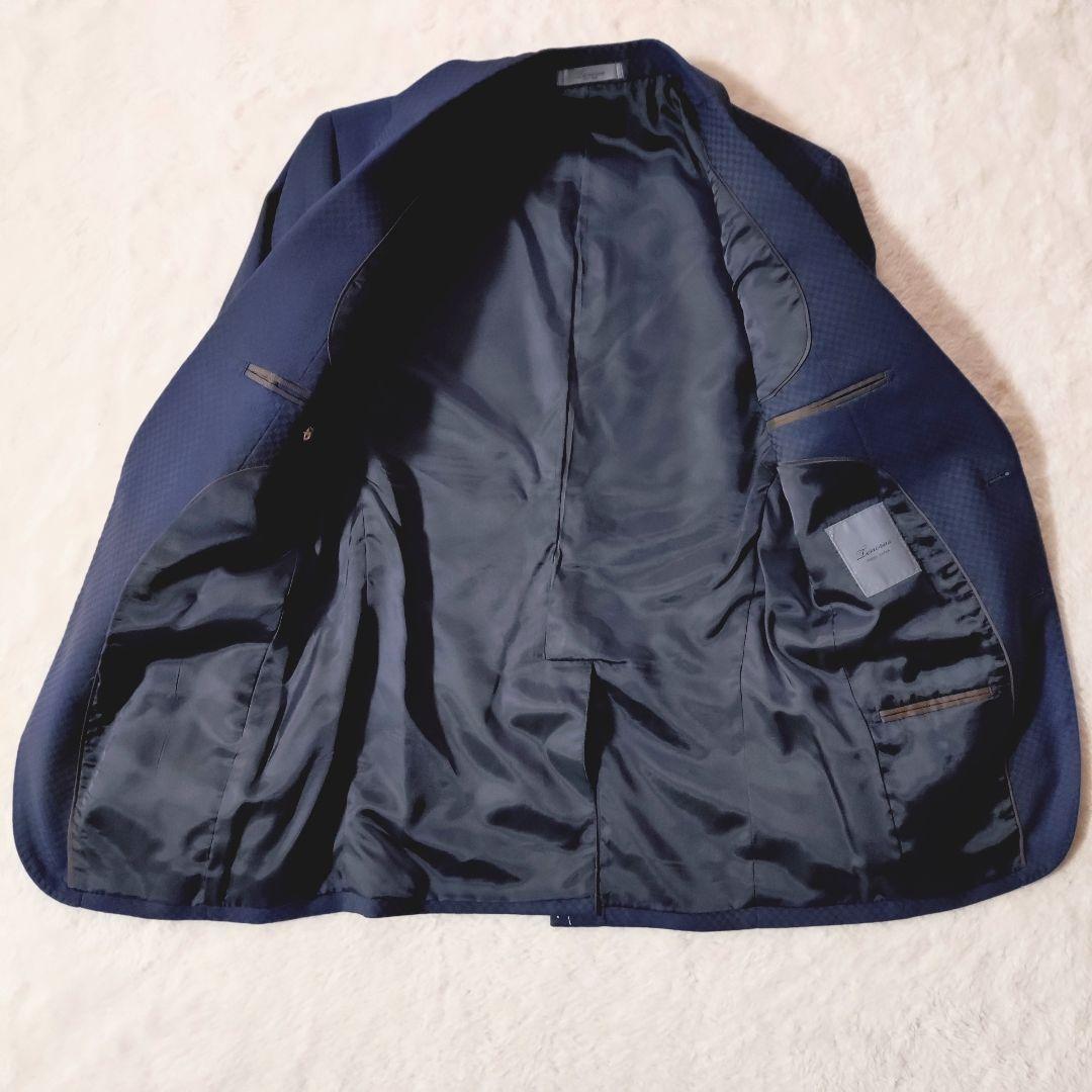 美品 MEN’S TENORAS スリーピース ブロックチェック ネイビー