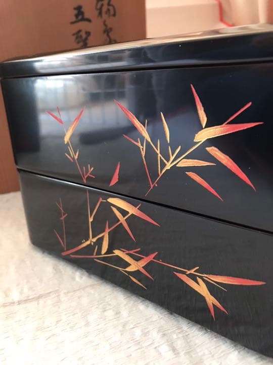 未使用★輪島塗 本漆塗 沈金 6.5寸 お重箱　古今菁峰作
