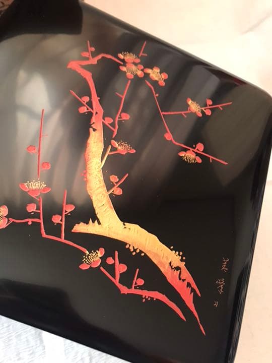 未使用★輪島塗 本漆塗 沈金 6.5寸 お重箱　古今菁峰作