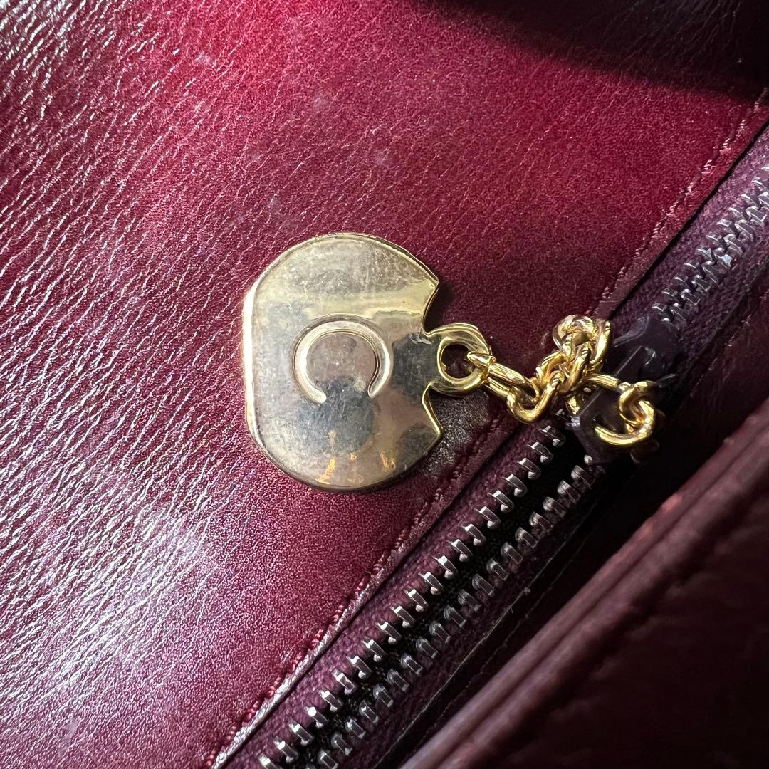 セリーヌ トリオンフ ショルダーバッグ カーフレザー ロック金具 ボルドー