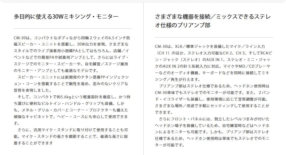 鍵盤楽器 Roland CUBE Monitor CM-30