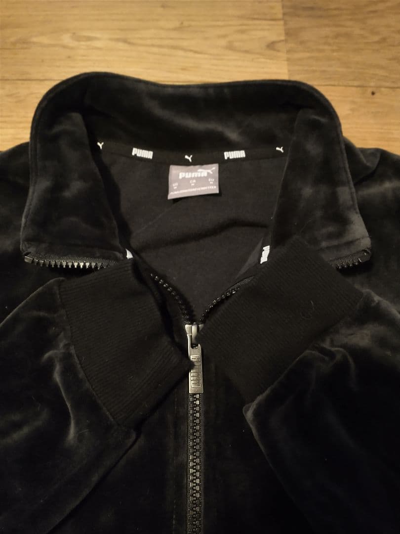 PUMAプーマ ベロア セットアップ 刺繍ロゴ ブラック　M