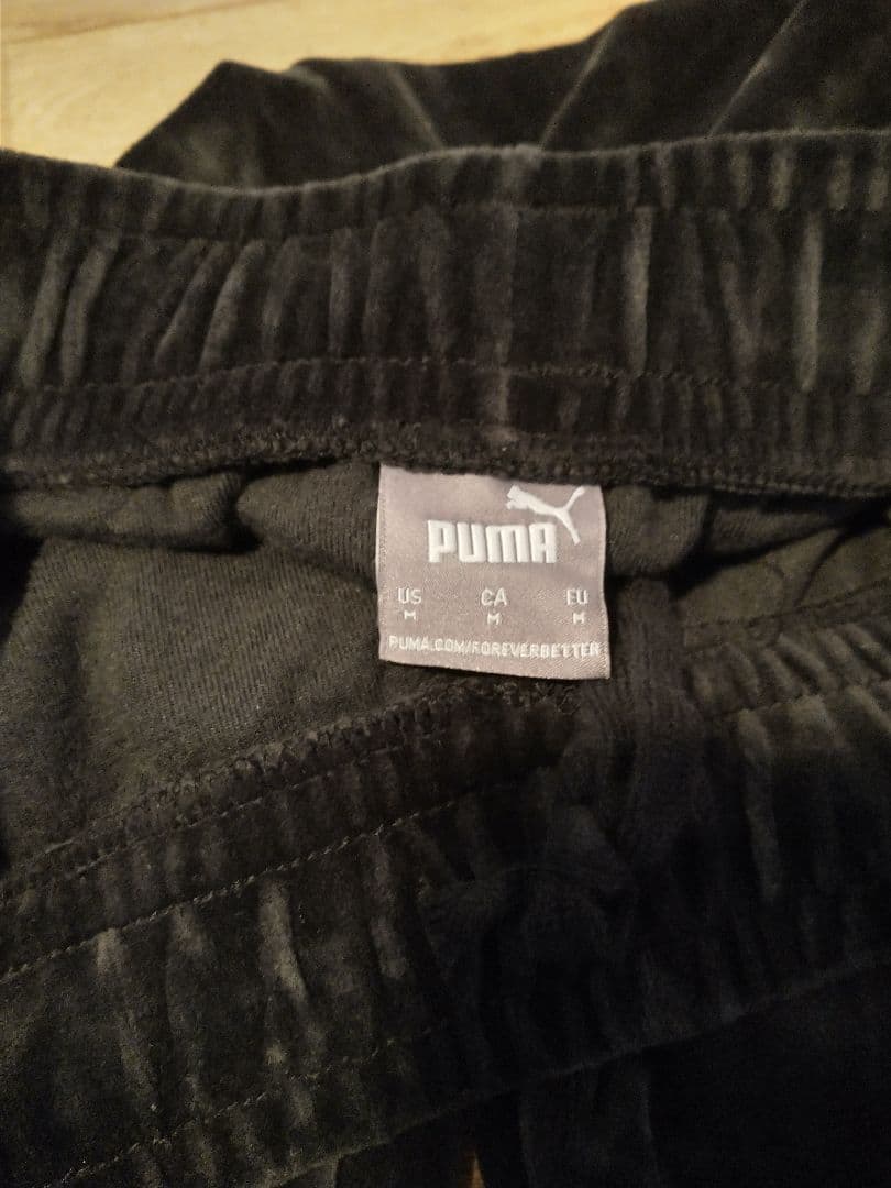 PUMAプーマ ベロア セットアップ 刺繍ロゴ ブラック　M