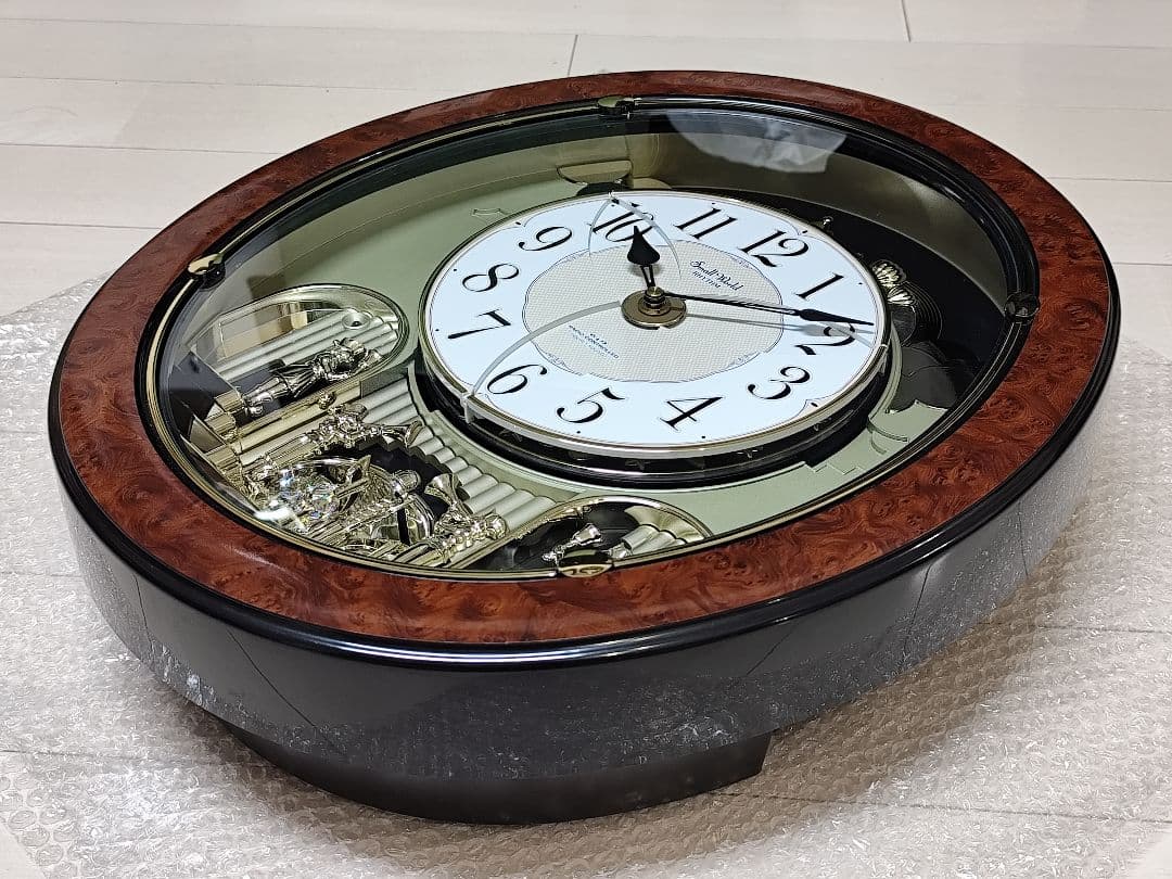 スモールワールドM498 からくり時計 メロディ 電波 レア 動作確認済み 木目