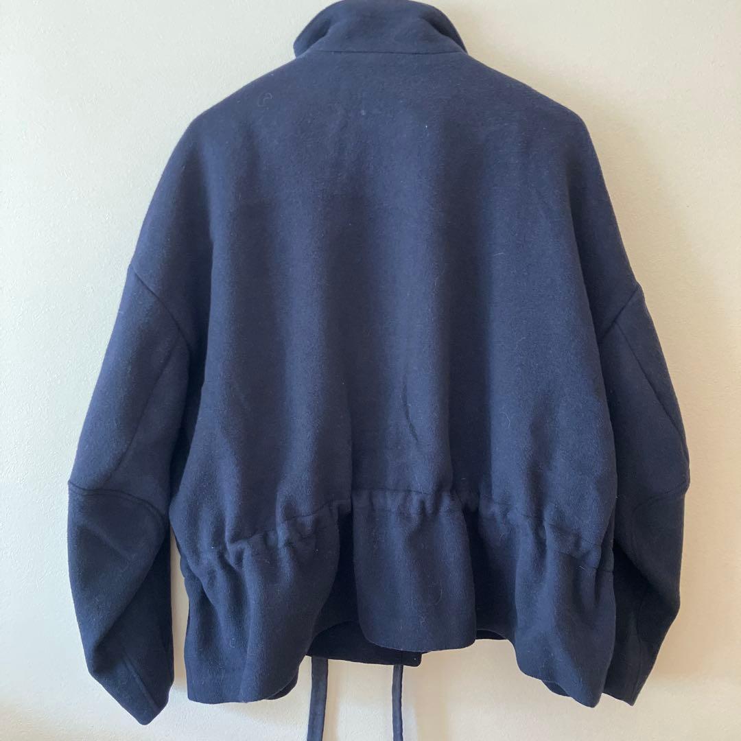 ENFOLD ウールリバー スタンドショートコート ネイビー　M 38