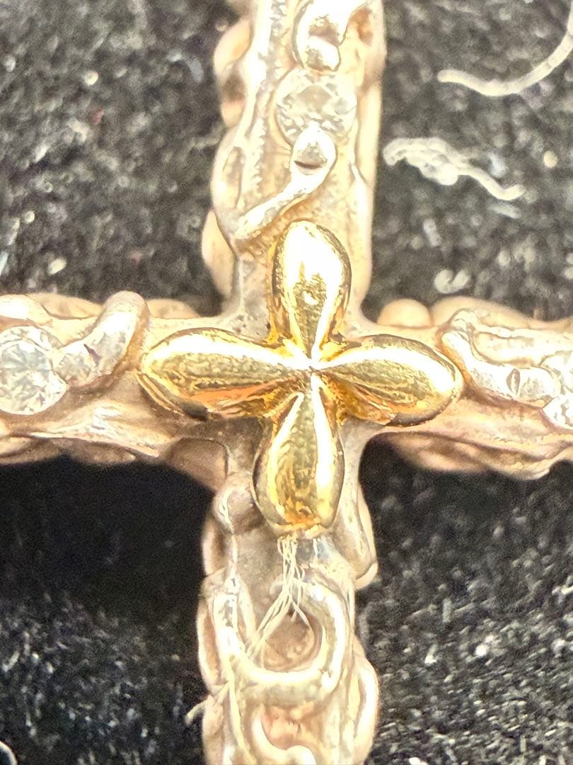 K18×SV925 コンビ クロス ペンダントトップ メンズ　レディース