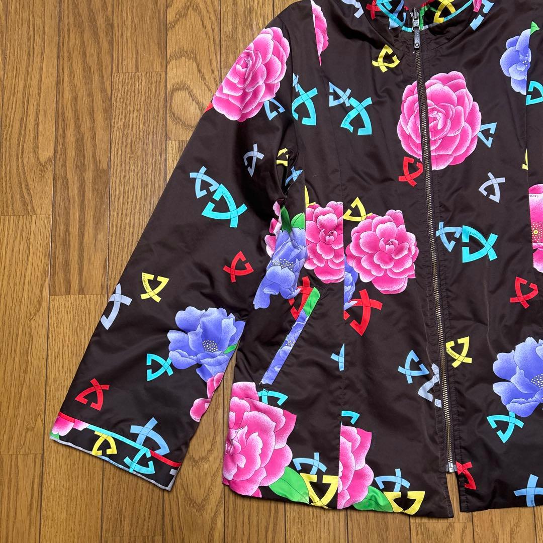 【美品】レオナール リバーシブル 中綿ジャケット ブルゾン花柄/ブラウン 42