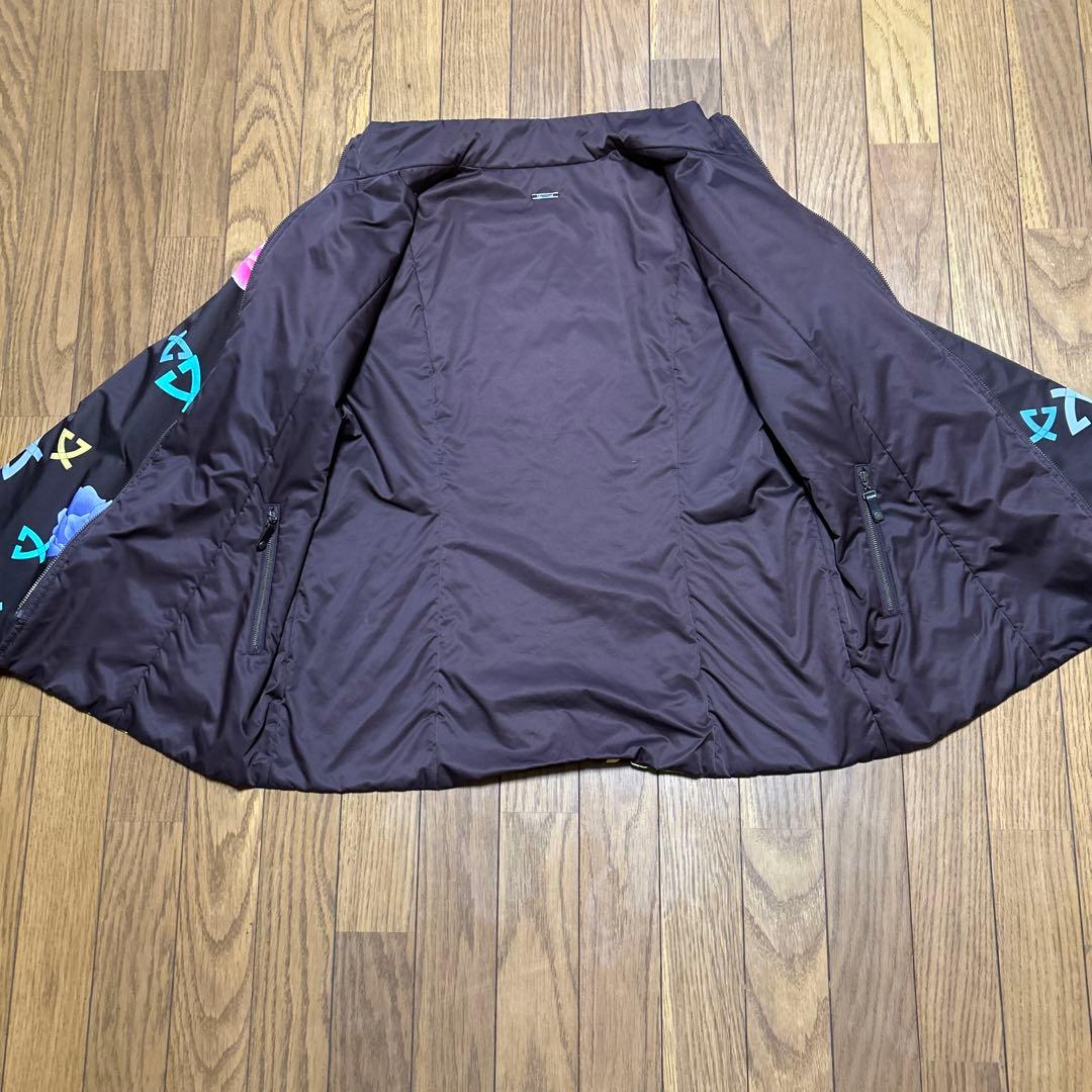 【美品】レオナール リバーシブル 中綿ジャケット ブルゾン花柄/ブラウン 42