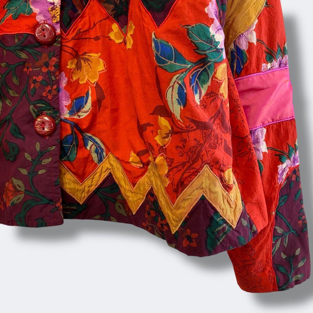 3点¥10,000 ビンテージ 古着 卸 レトロ 総柄パッチワーク風ジャケット