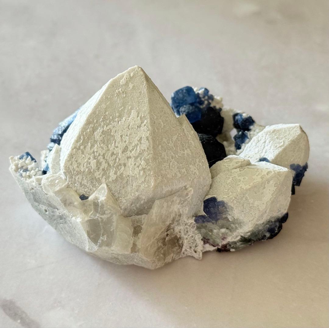 キャンドルクォーツ ブルーベリーフローライト 共生 クラスター 原石 天然石