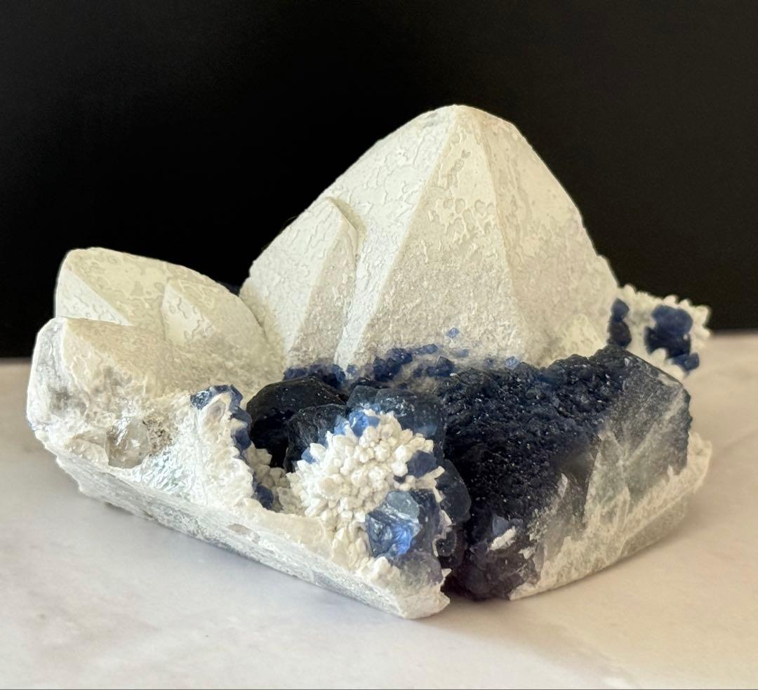 キャンドルクォーツ ブルーベリーフローライト 共生 クラスター 原石 天然石