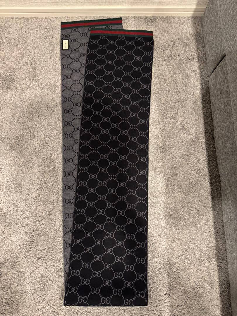 GUCCI GGパターン リバーシブルマフラー 23x180 cm