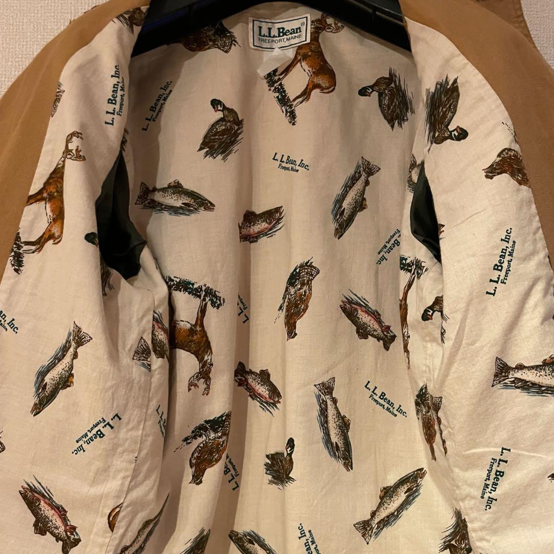 80s USA製 L.L.Bean ダックハンティングジャケット 動物柄 L