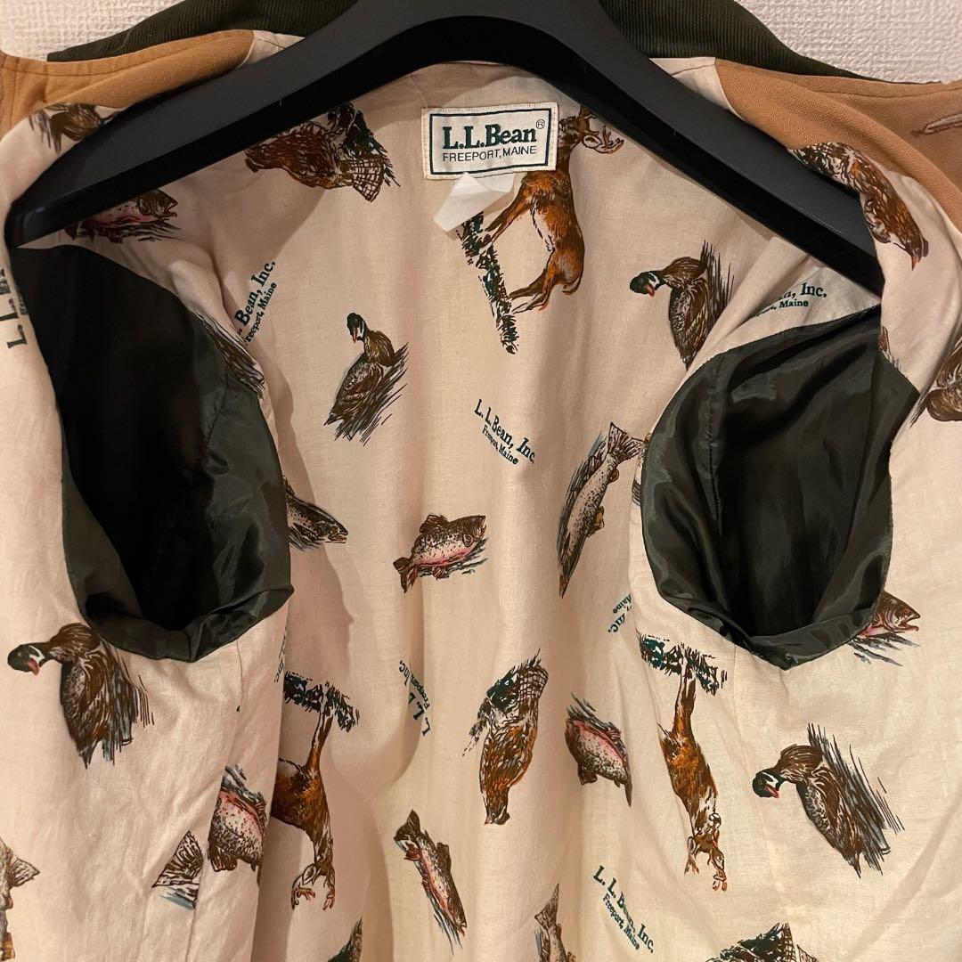 80s USA製 L.L.Bean ダックハンティングジャケット 動物柄 L