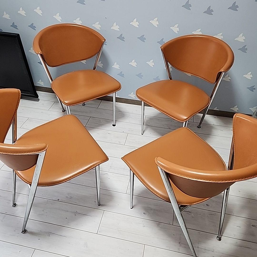 イタリア製 カリガリス　チクラディ　ダイニングチェア 本革 金属フレーム