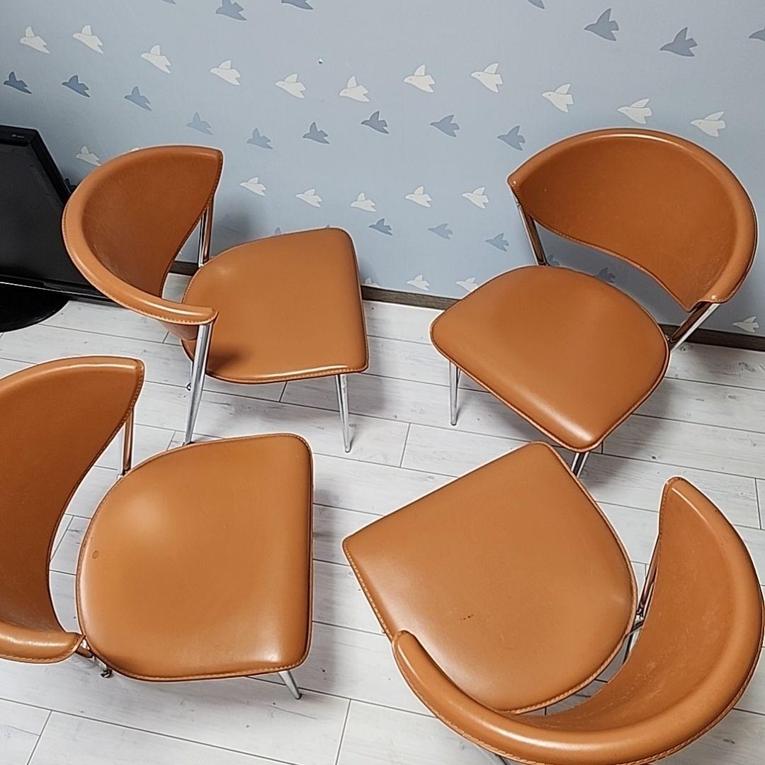 イタリア製 カリガリス　チクラディ　ダイニングチェア 本革 金属フレーム