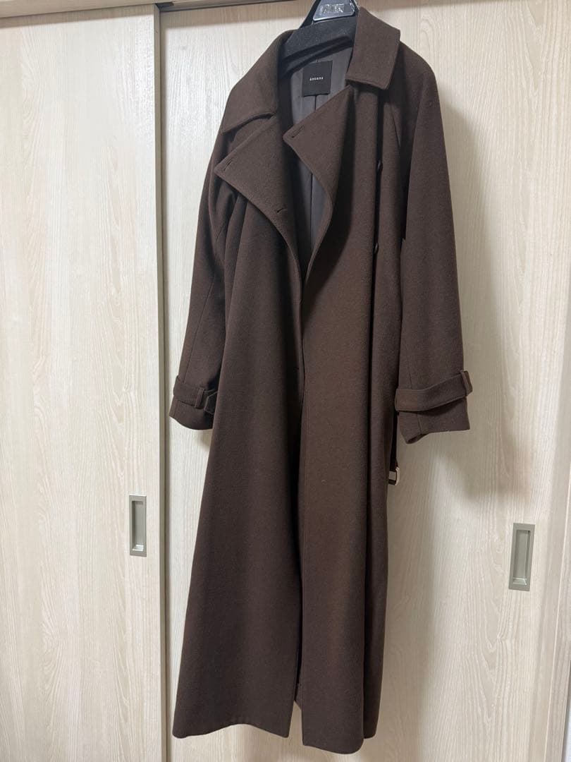 anuans アニュアンス ウールロングトレンチコート BROWN ブラウン