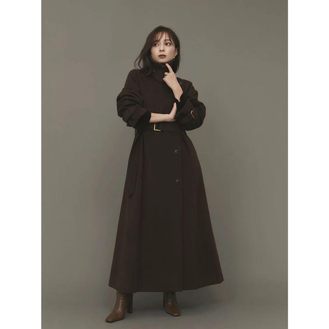 anuans アニュアンス ウールロングトレンチコート BROWN ブラウン