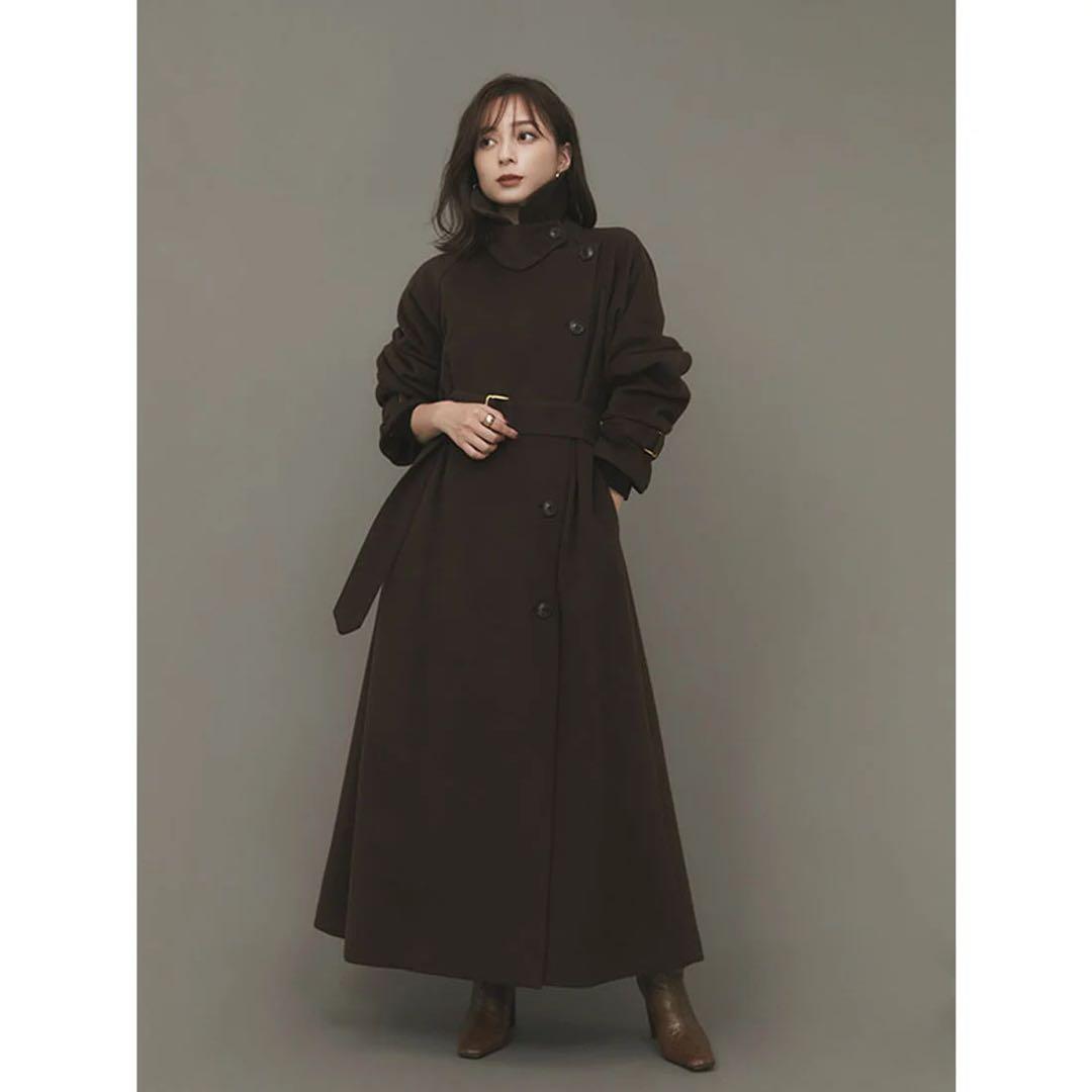 anuans アニュアンス ウールロングトレンチコート BROWN ブラウン