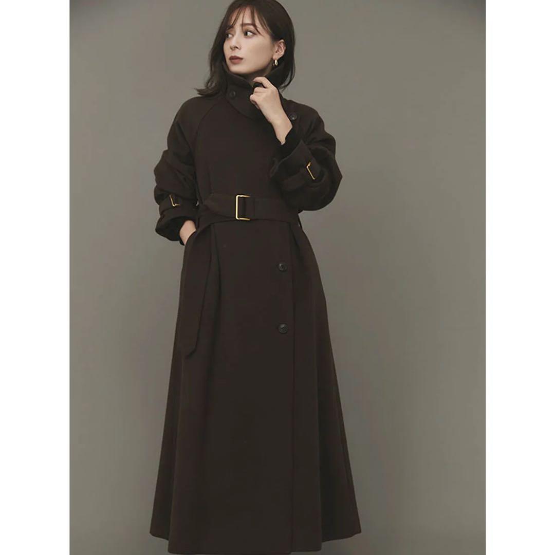 anuans アニュアンス ウールロングトレンチコート BROWN ブラウン