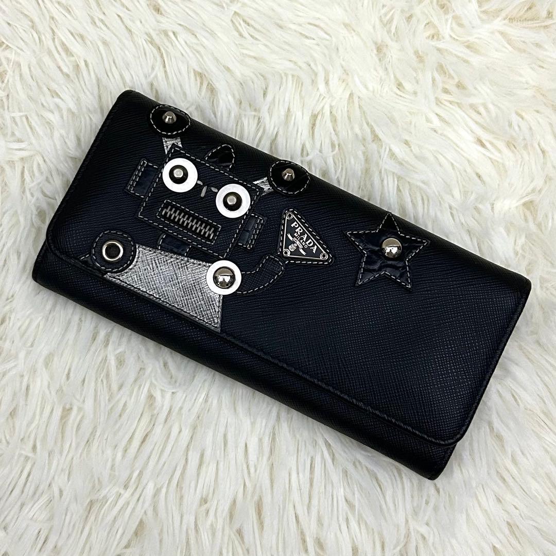 ［美品］PRADA SAFFIANO ROBOT シルバーメタル 長財布