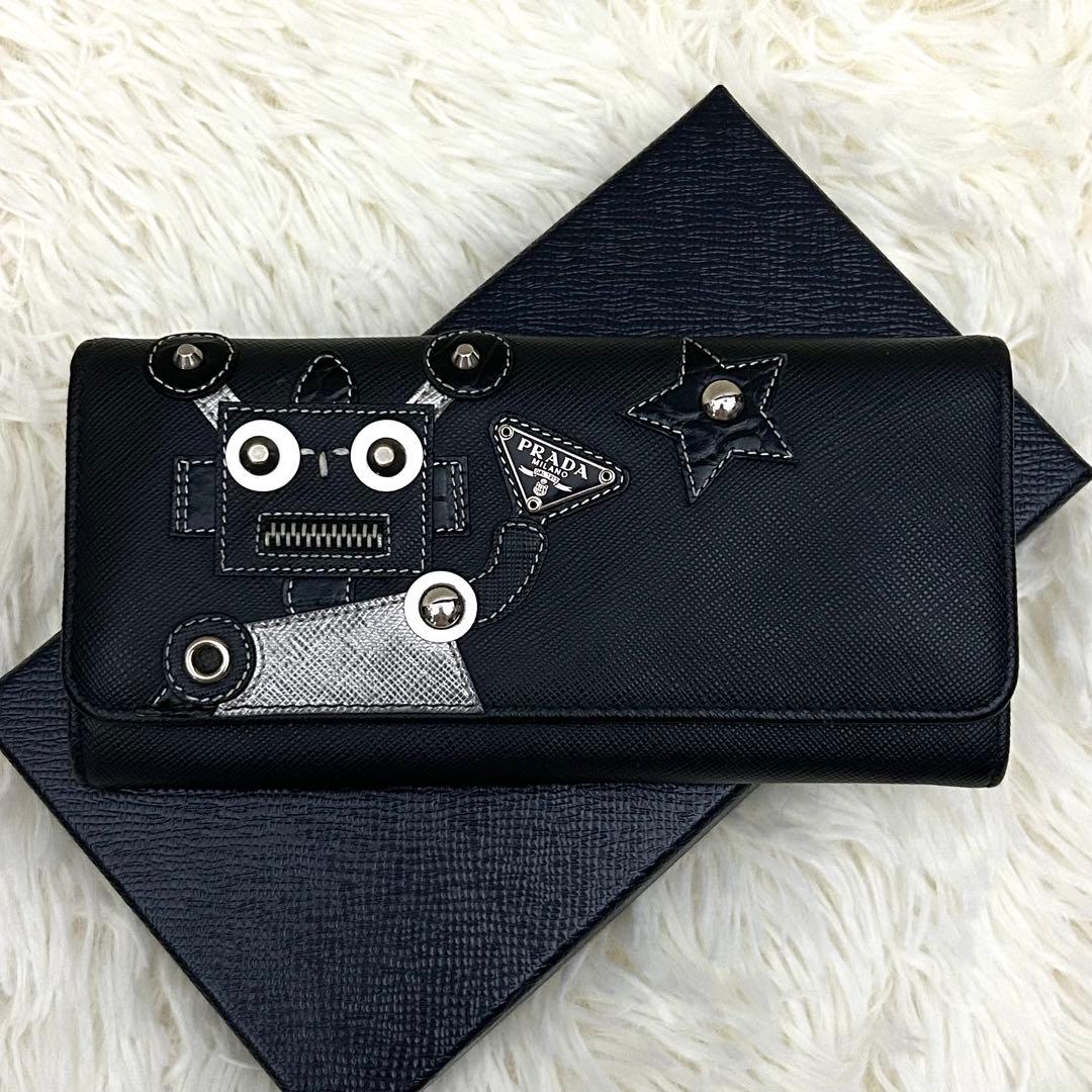 ［美品］PRADA SAFFIANO ROBOT シルバーメタル 長財布