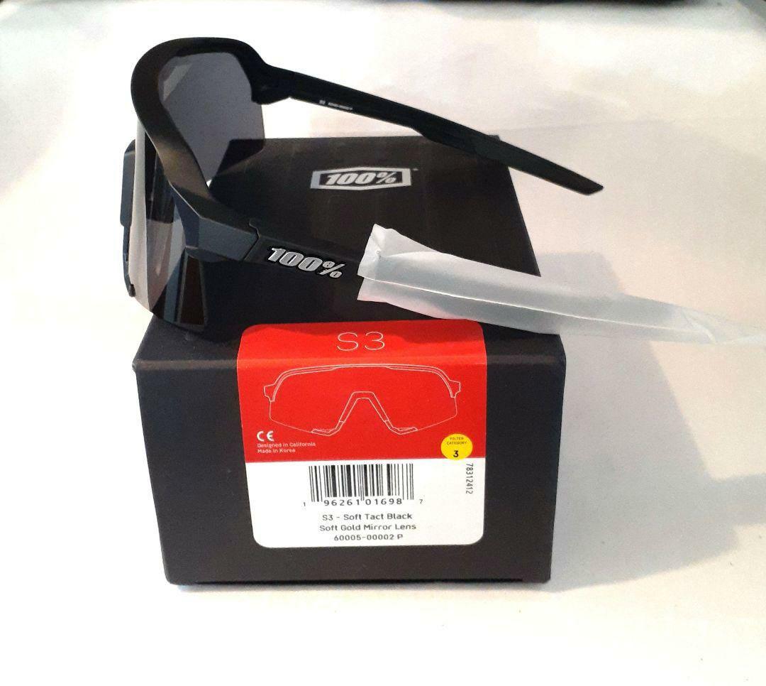 最新版 100% S3 ブラック ソフトゴールド ワンハンドレッド サングラス