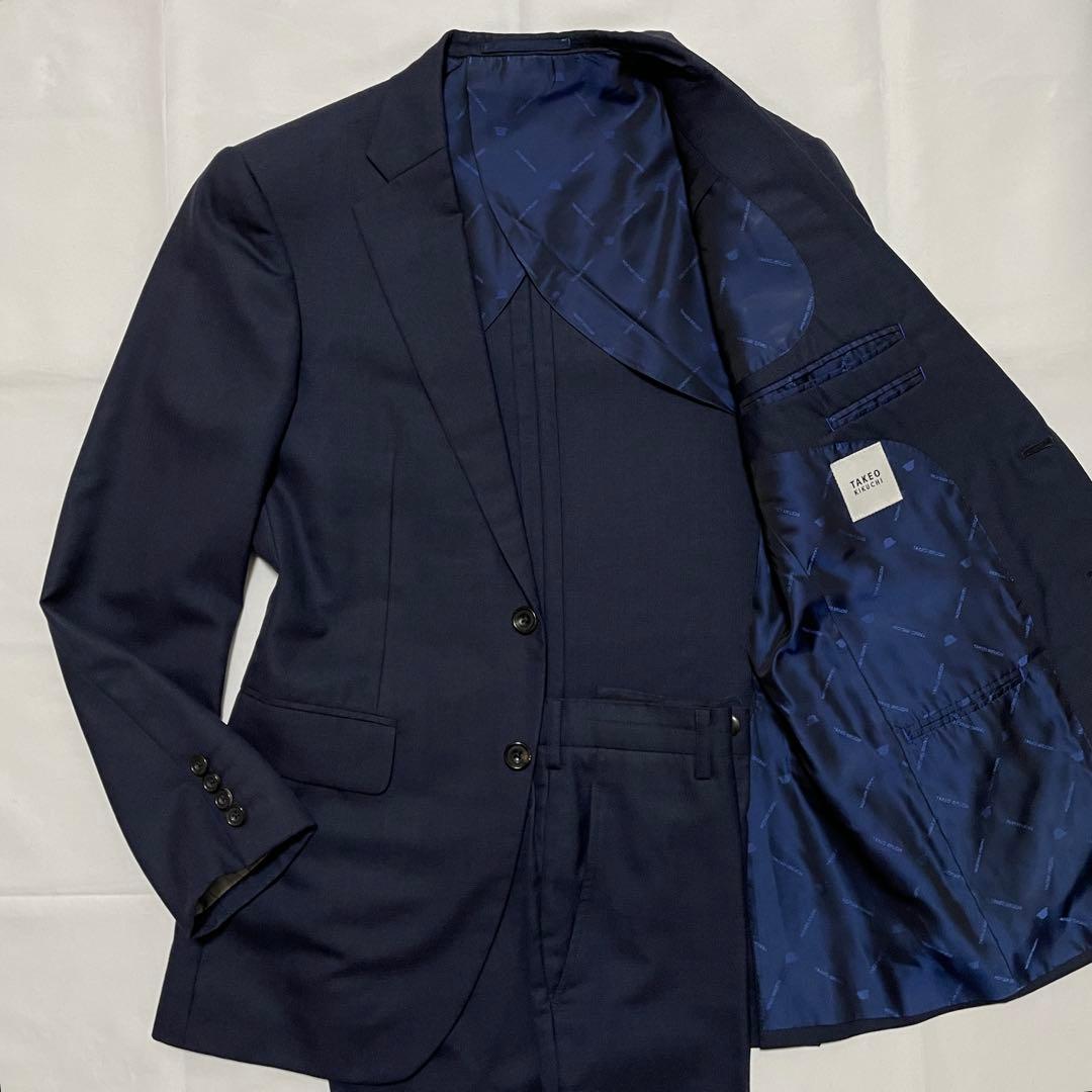 極美品✨️タケオキクチ DORMEUIL スーツ 紺 ネイビー super 160