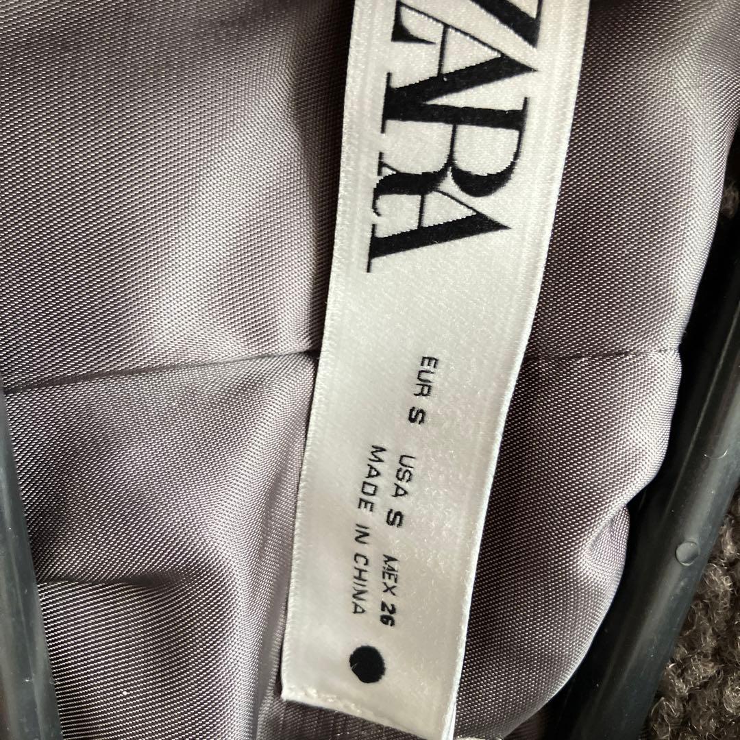 ZARA ボア ダブルブレストコート グレー S